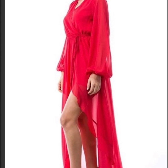 COPY - Royal Blue Chiffon Maxi Wrap Asymmetrical Dress - Picture 8 of 11